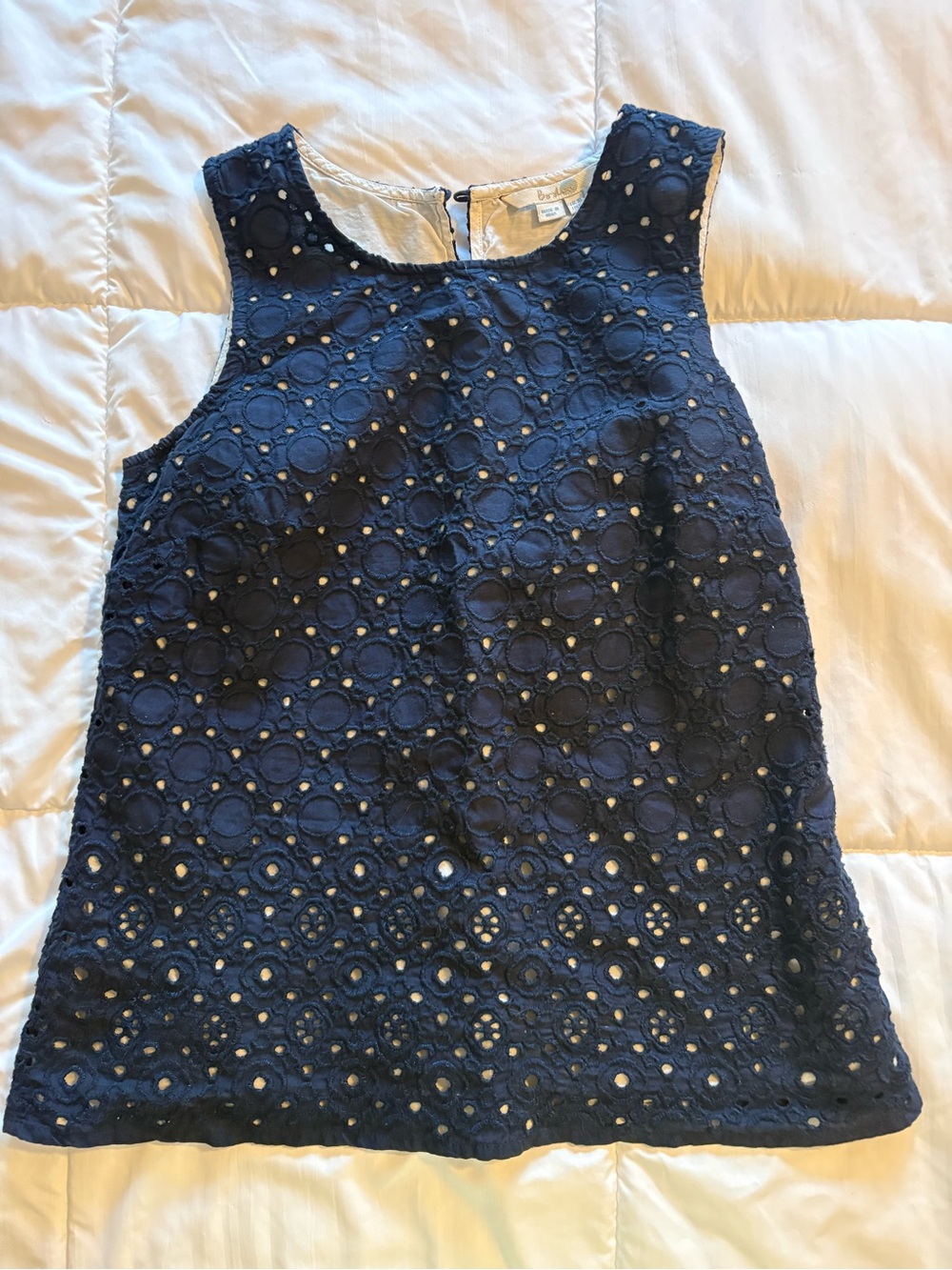 Boden Navy Eyelet Sleeveless Shell Top
